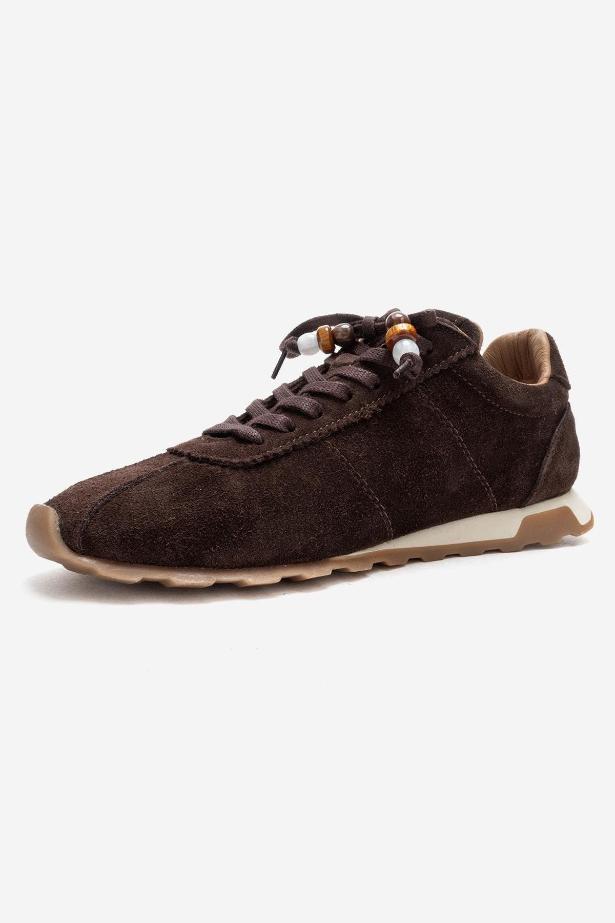 Forever & Always Shoes Brea Leather Embellished Sneaker, Alternate, color, Brown Suede