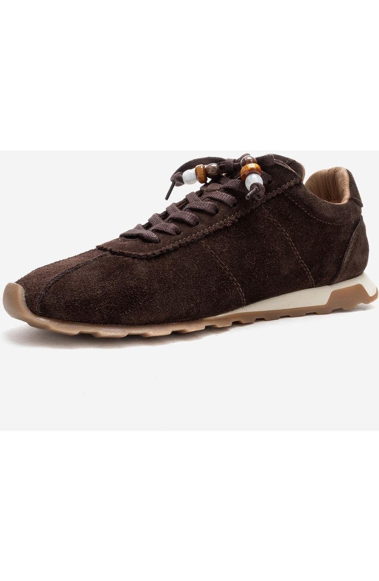 Forever & Always Shoes Brea Leather Embellished Sneaker, Alternate, color, Brown Suede