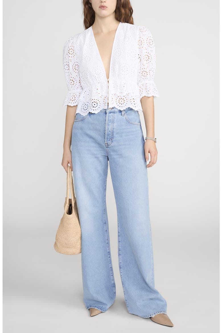 The Solstice Eyelet Cotton Top, Alternate, color, WHITE