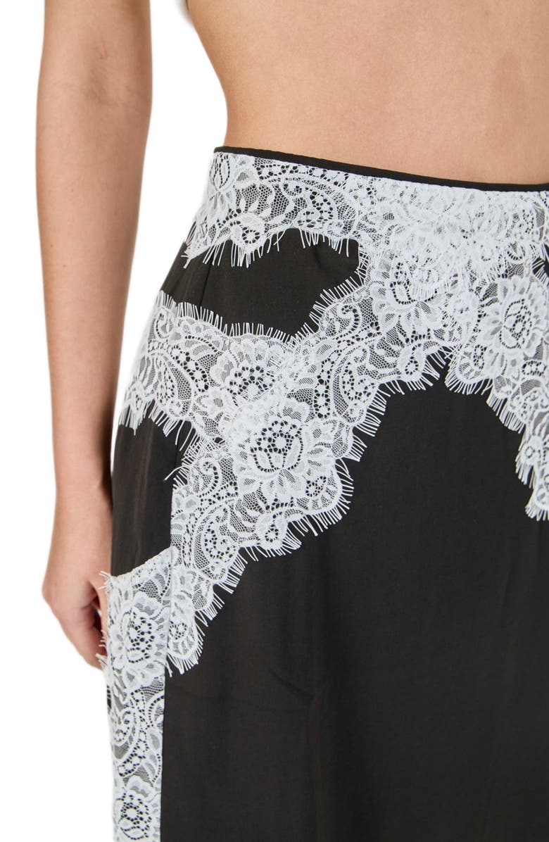 Endless Rose Asymmetric Lace Trim Skirt, Alternate, color, Black/ White