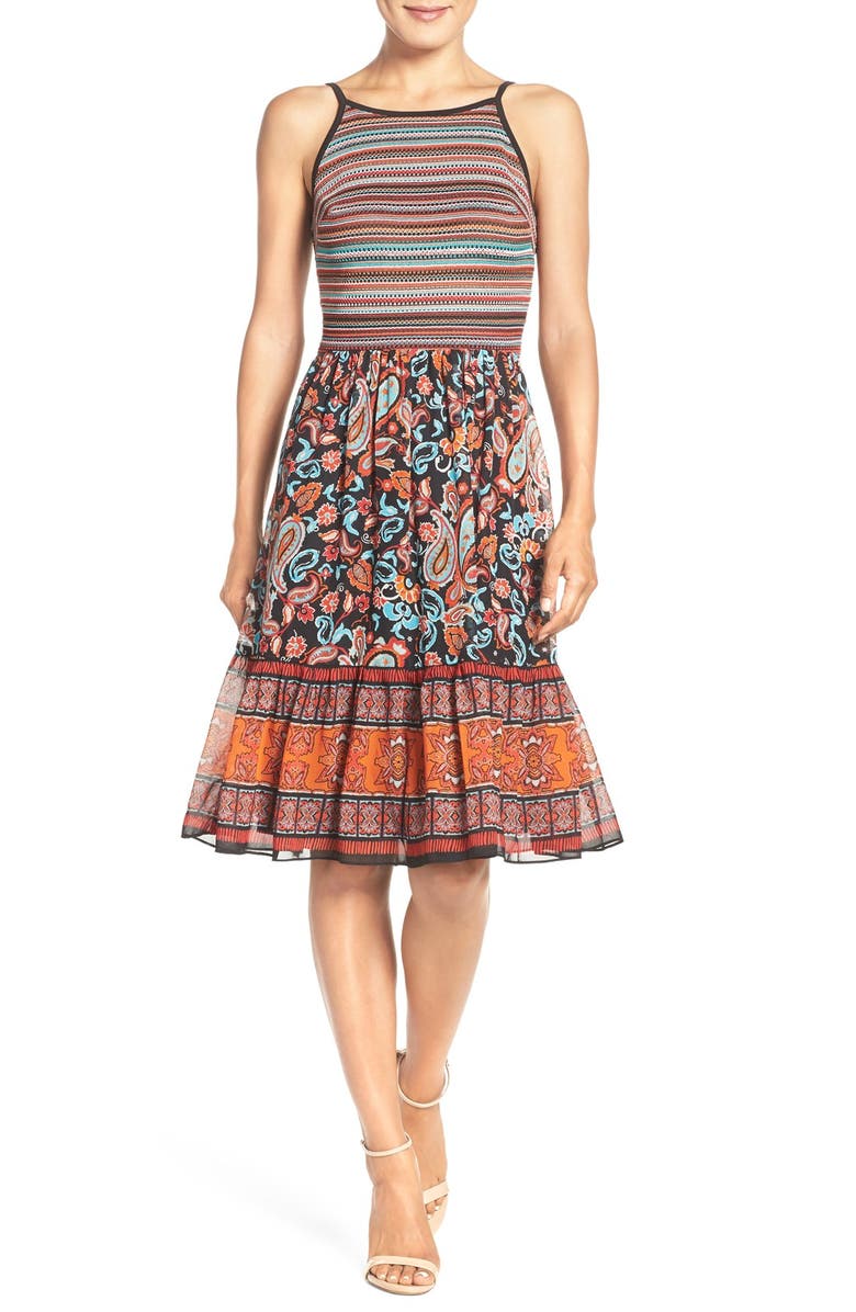 ECI Mixed Media Fit & Flare Dress, Alternate, color, 