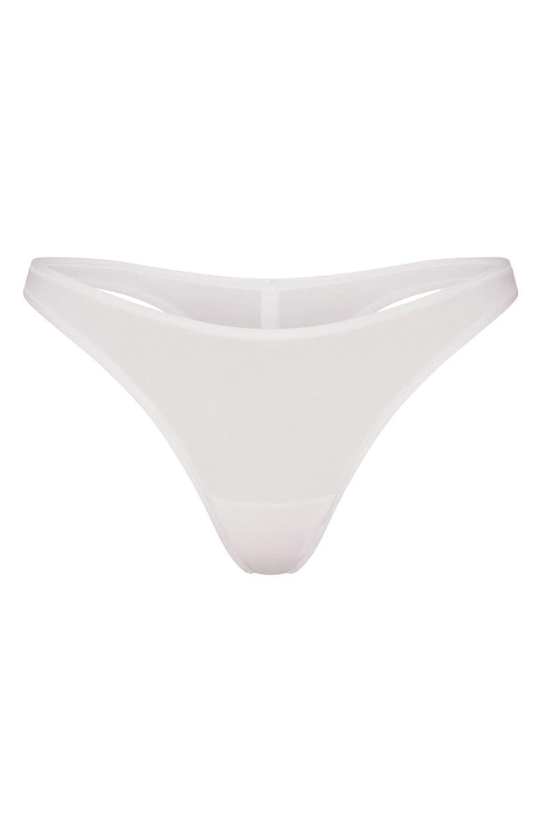 SKIMS Everyday Cotton Thong, Alternate, color, Snow