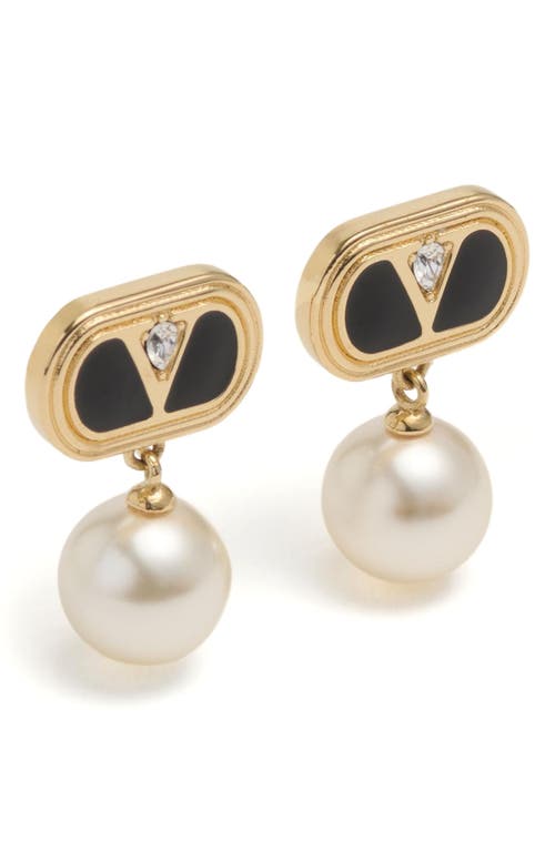 Valentino Garavani Oval Earrings With Swarovski Pearl Women In Yellow Gold