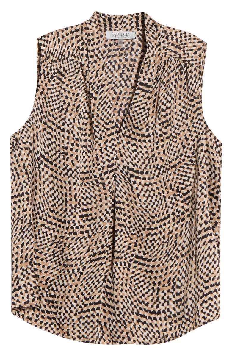 KASPER Abstract Print Pleated Sleeveless Top, Alternate, color, Soft Sand Multi