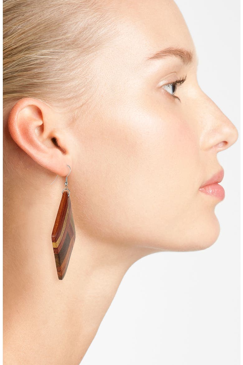 Couture Wood Earrings, Alternate, color, NATURAL