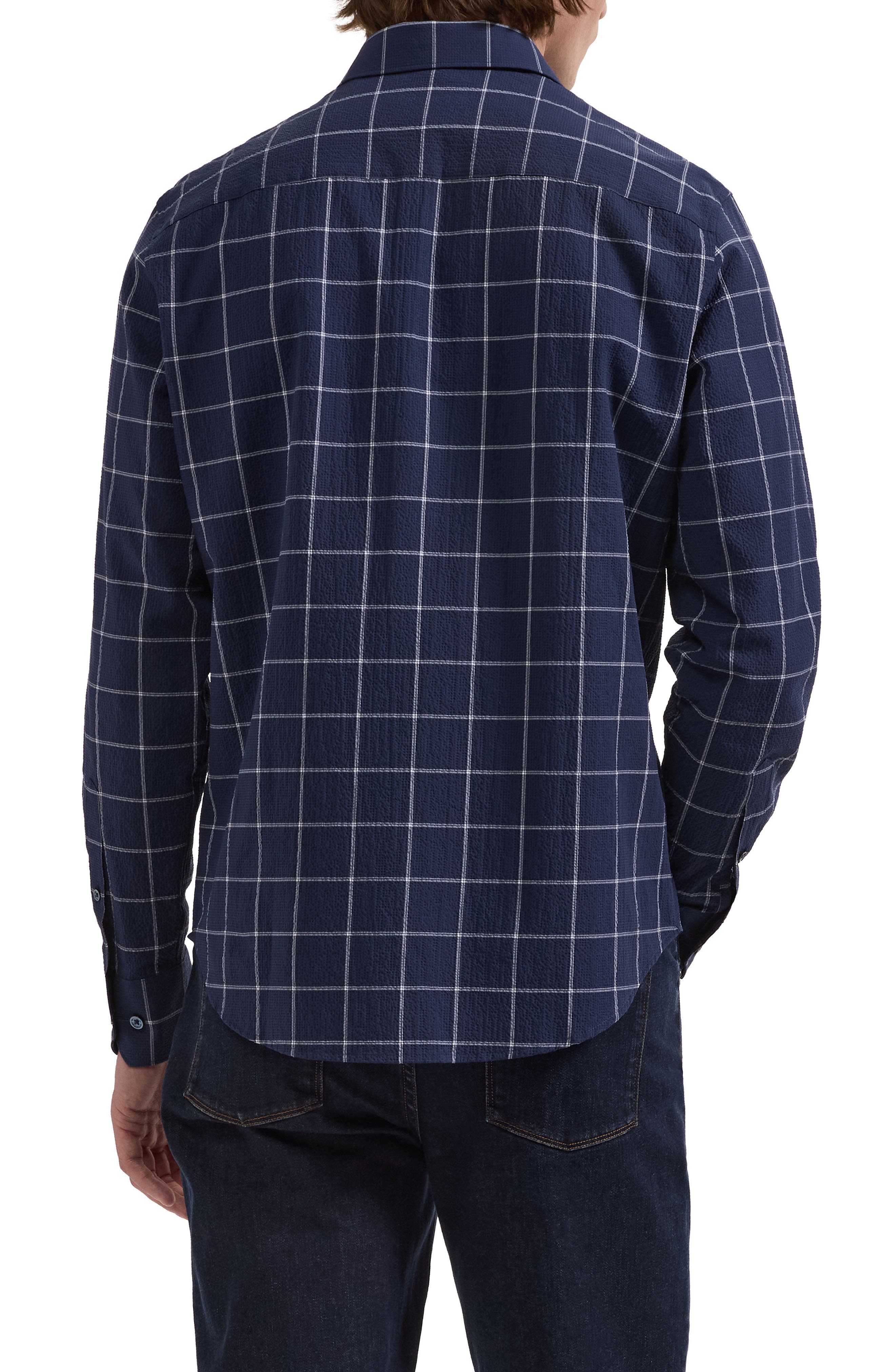 Axel Shaped Fit Stretch Cotton Button-Up Shirt - image 2