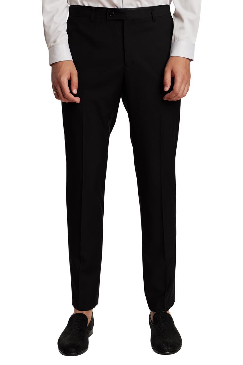 Sloane Slim Fit Tuxedo Pants, Main, color, BLACK STRETCH