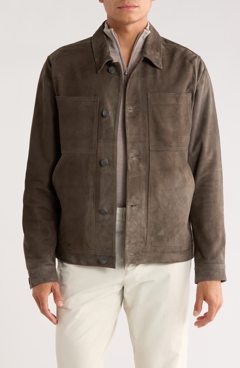 Nordstrom Suede Utility Jacket, Main, color, Grey Charcoal