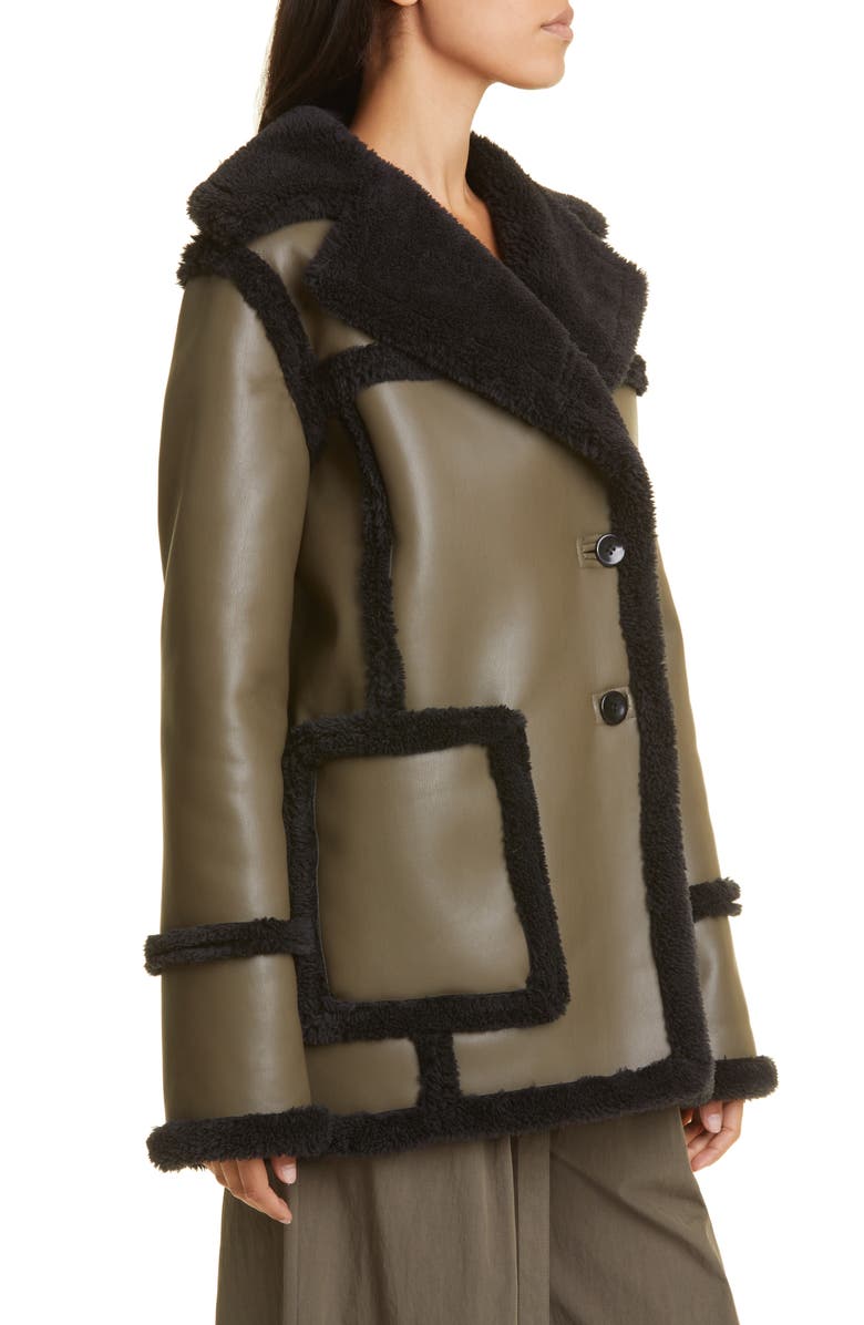 Proenza Schouler White Label Faux Shearling Jacket, Alternate, color, Wood/ Black