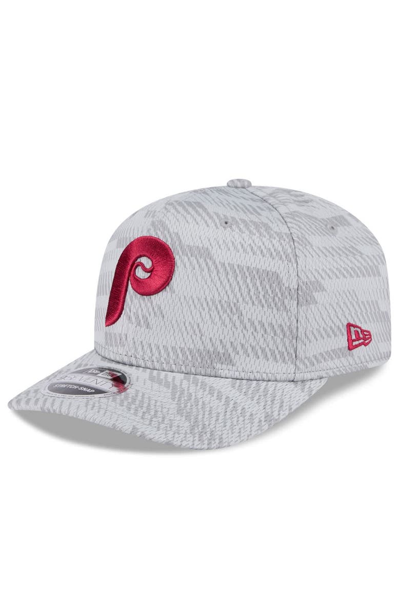 New Era Men's New Era Gray Philadelphia Phillies 2025 MLB Clubhouse 9SEVENTY Stretch-Snap Hat, Alternate, color, 