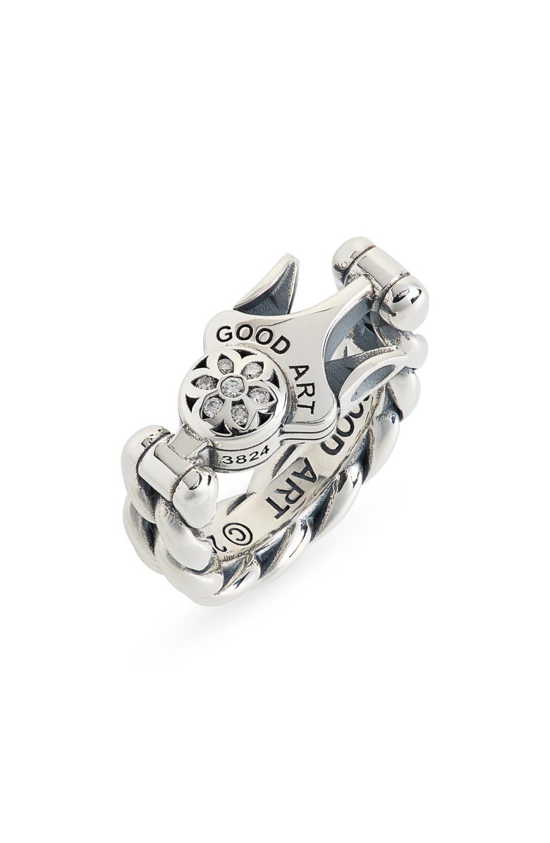 Good Art Hlywd Men's Model 10 Diamond Ring, Main, color, Silver/ White Diamond