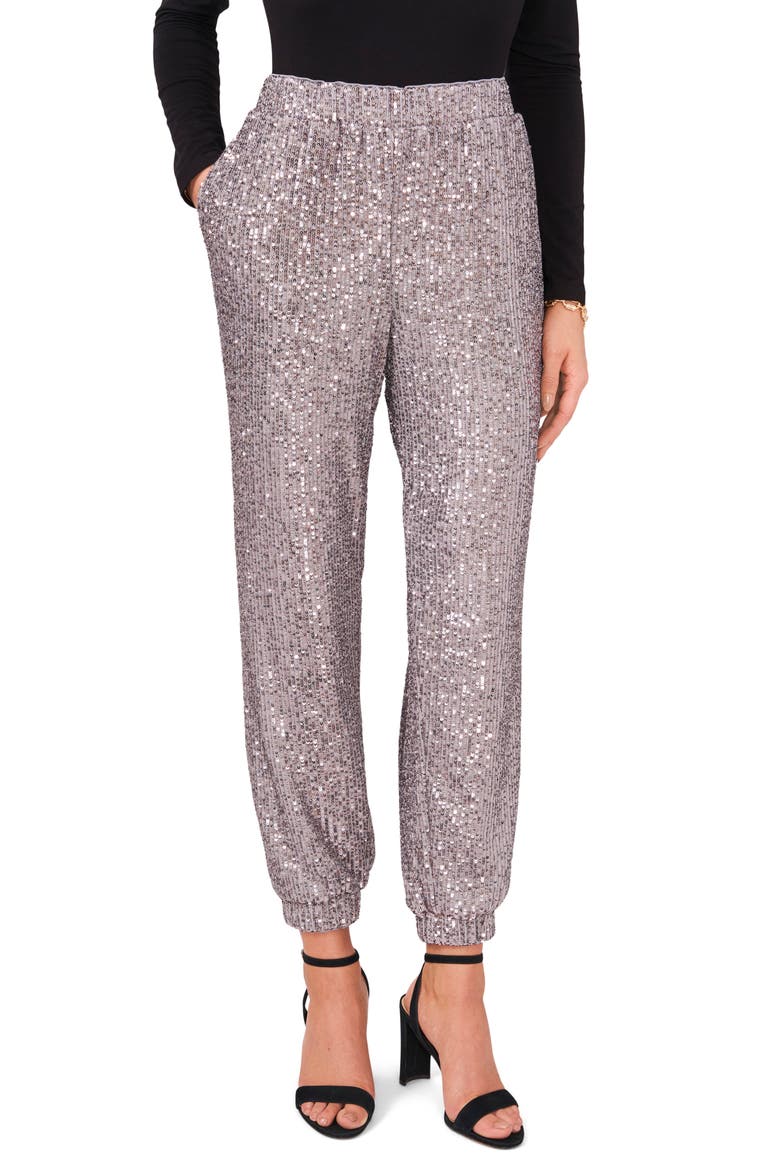 Sequin Pull-On Joggers, Main, color, GRANITE