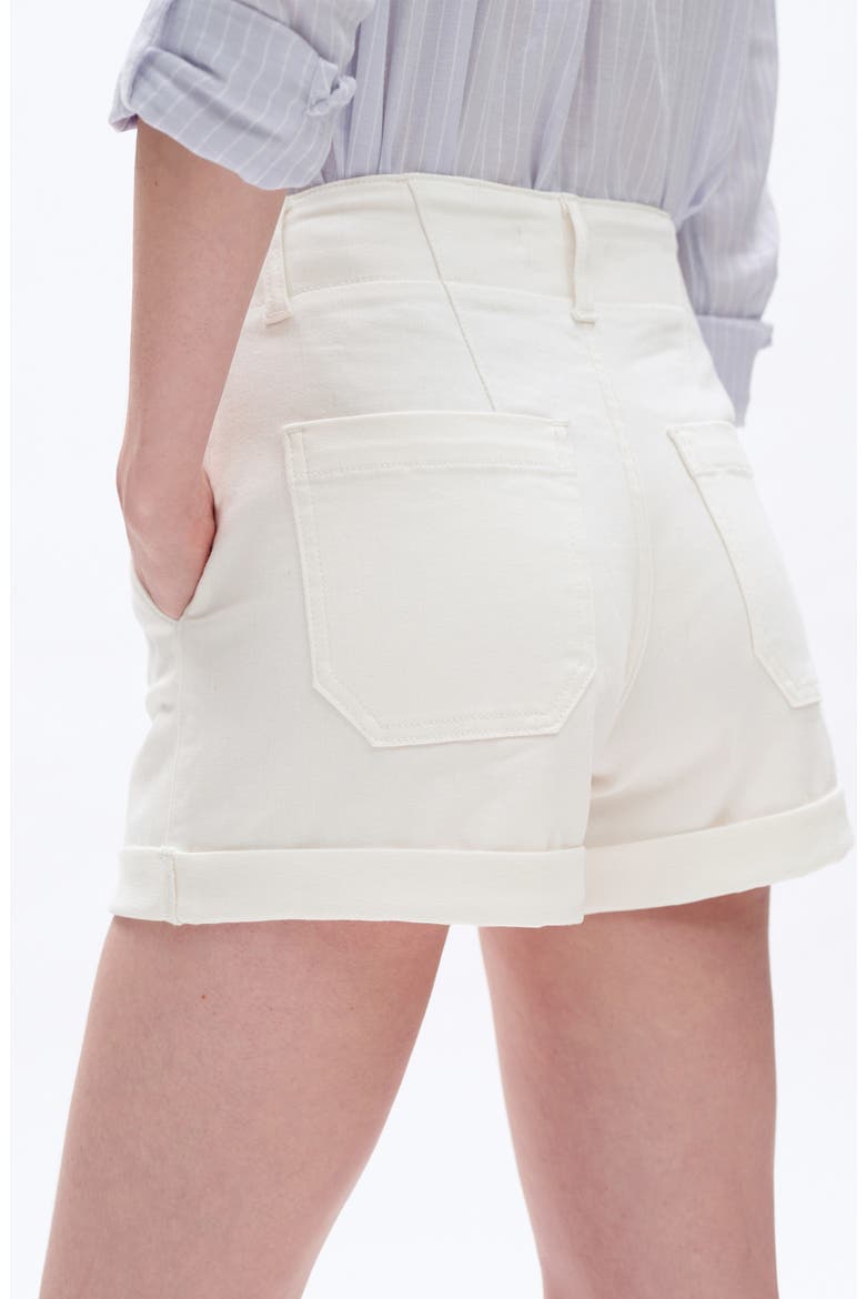 High Waist Cuffed Denim Shorts, Alternate, color, WHITE