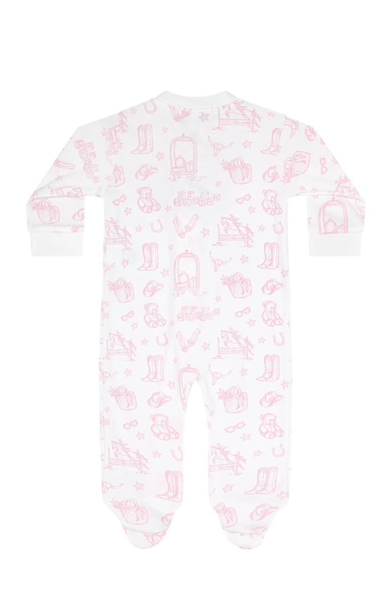 Nellapima Pink Lone Star Toile Zipper Footie - Baby, Alternate, color, Pink