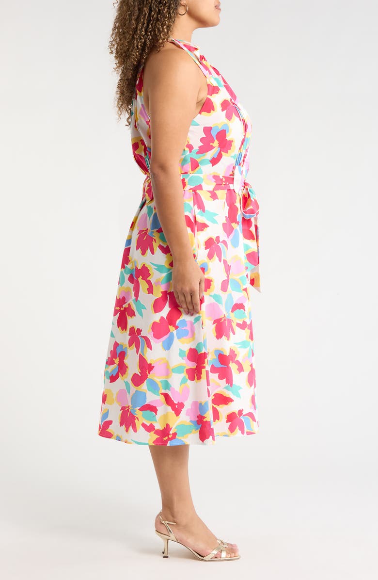 SUGARLIPS Yani Luvi Belted Floral Sleeveless Midi Dress, Alternate, color, Fuchsia-Multi