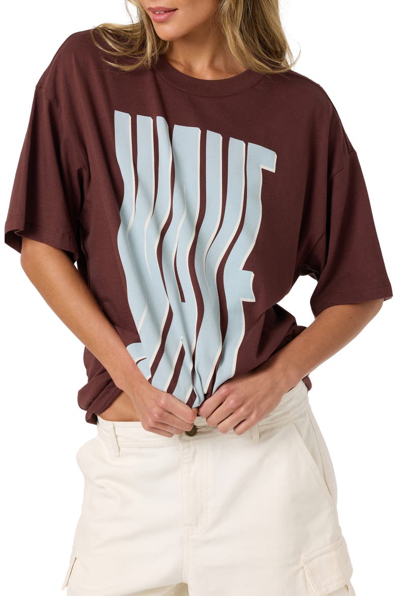 Wave Oversized Graphic T-Shirt, Alternate, color, CHOCOLATE