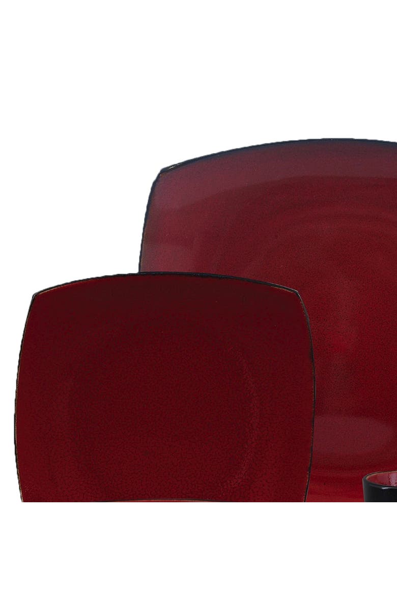 Gibson 16 Piece Square Stoneware Dinnerware Set, Alternate, color, Black