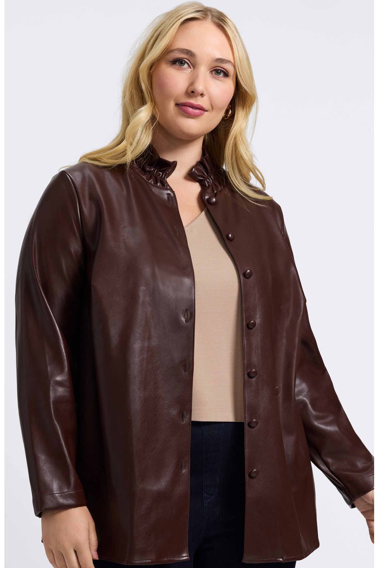 Carolina Faux Leather Button-Up Shirt Jacket, Alternate, color, CHICORY COFFEE