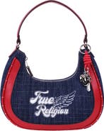 True Religion Wing Motif Denim Hobo Bag