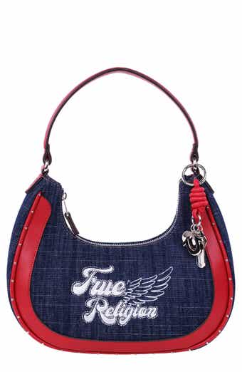 True Religion Wing Motif Denim Hobo Bag