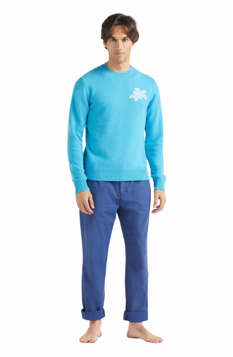 Vilebrequin Men's Wool Cashmere Turtle Sweater, Main, color, Bleu Tropezien
