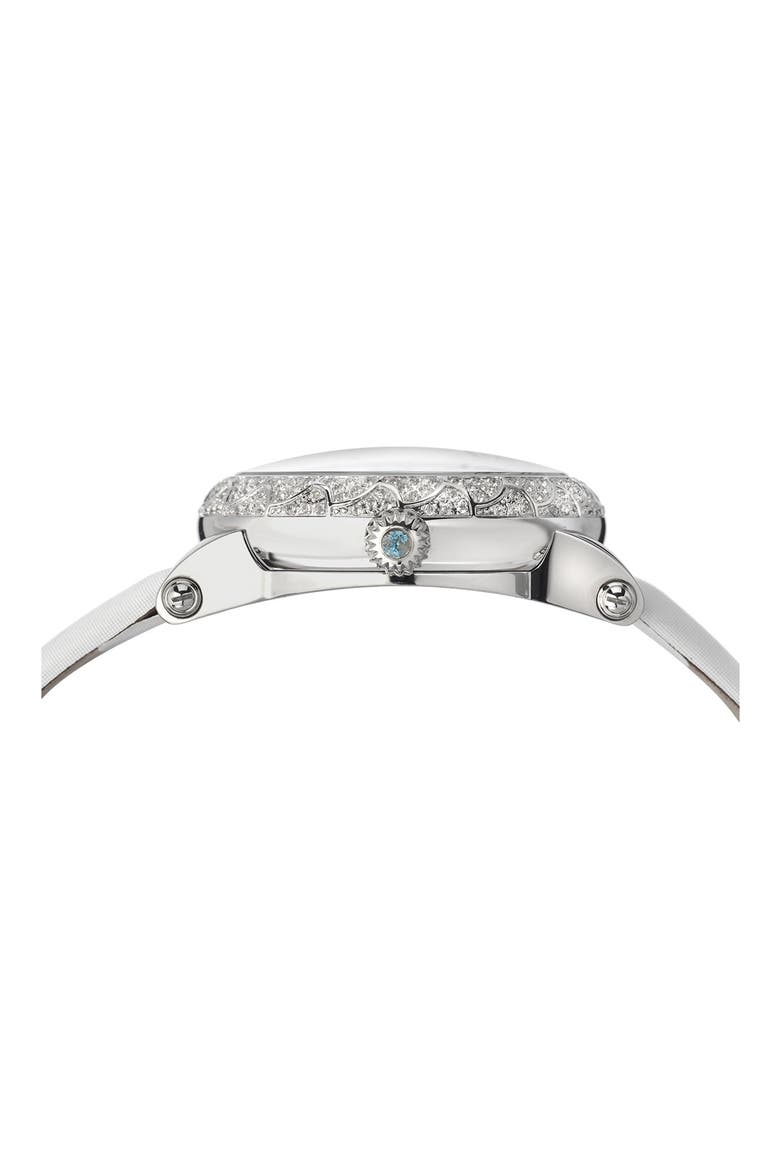 Women's Genevieve Leather Strap Watch, 38mm, Alternate, color, SILVER-WHITE