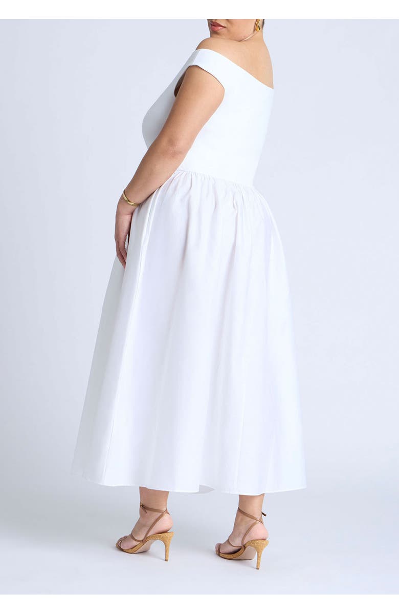 ELOQUII Boat Neck Mixed Fabric Dress, Alternate, color,