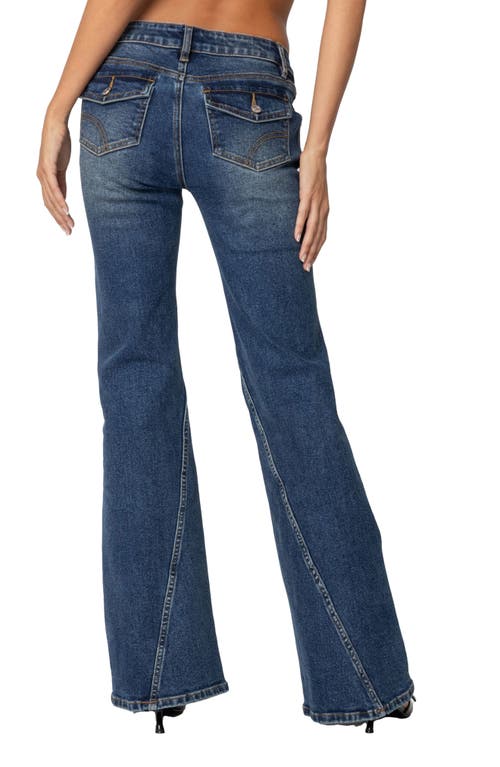 Edikted Colton Boot Cut Low Rise Jeans In Blue
