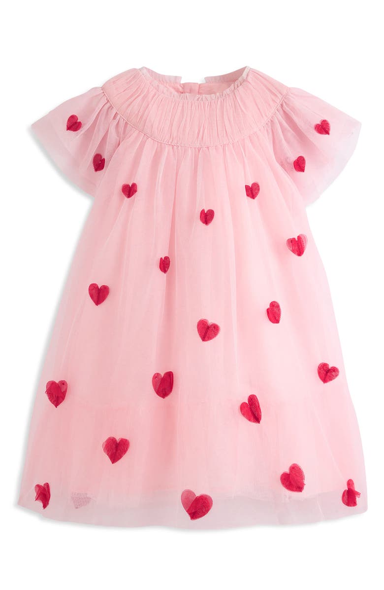 Mini Boden Kids' Embroidered Tulle Dress, Main, color, Chalk Pink Hearts