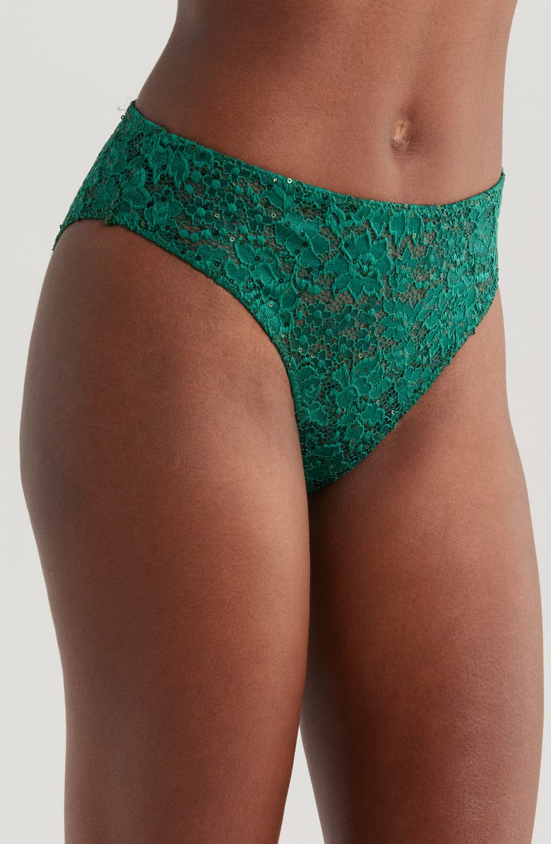 KILO BRAVA High Leg Lace Briefs, Alternate, color, Emerald