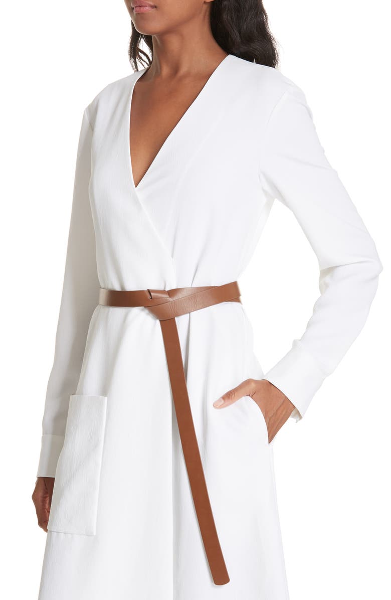 Tibi Drape Twill Midi Wrap Dress, Alternate, color, 