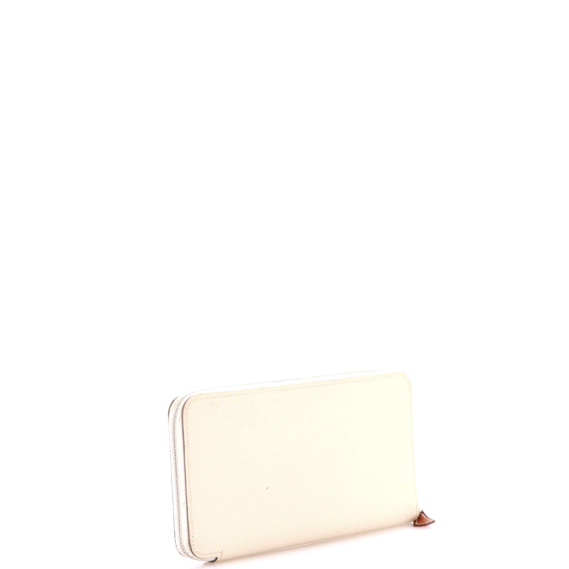 Pre-Owned Hermes Azap Zip Around Wallet Silk'in Epsom Long, Alternate, color, Craie