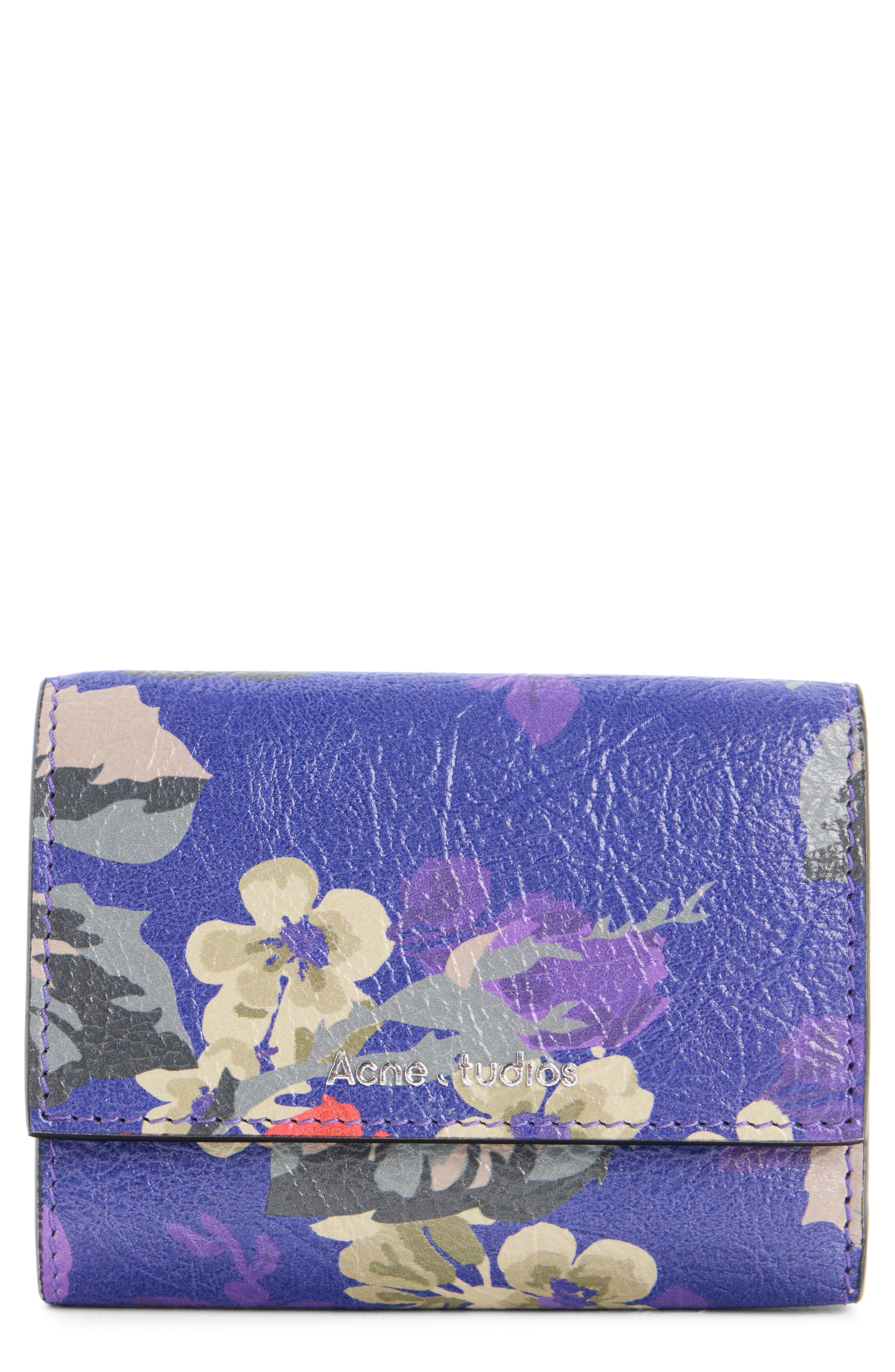Acne Studios Flower Print Leather Trifold Wallet