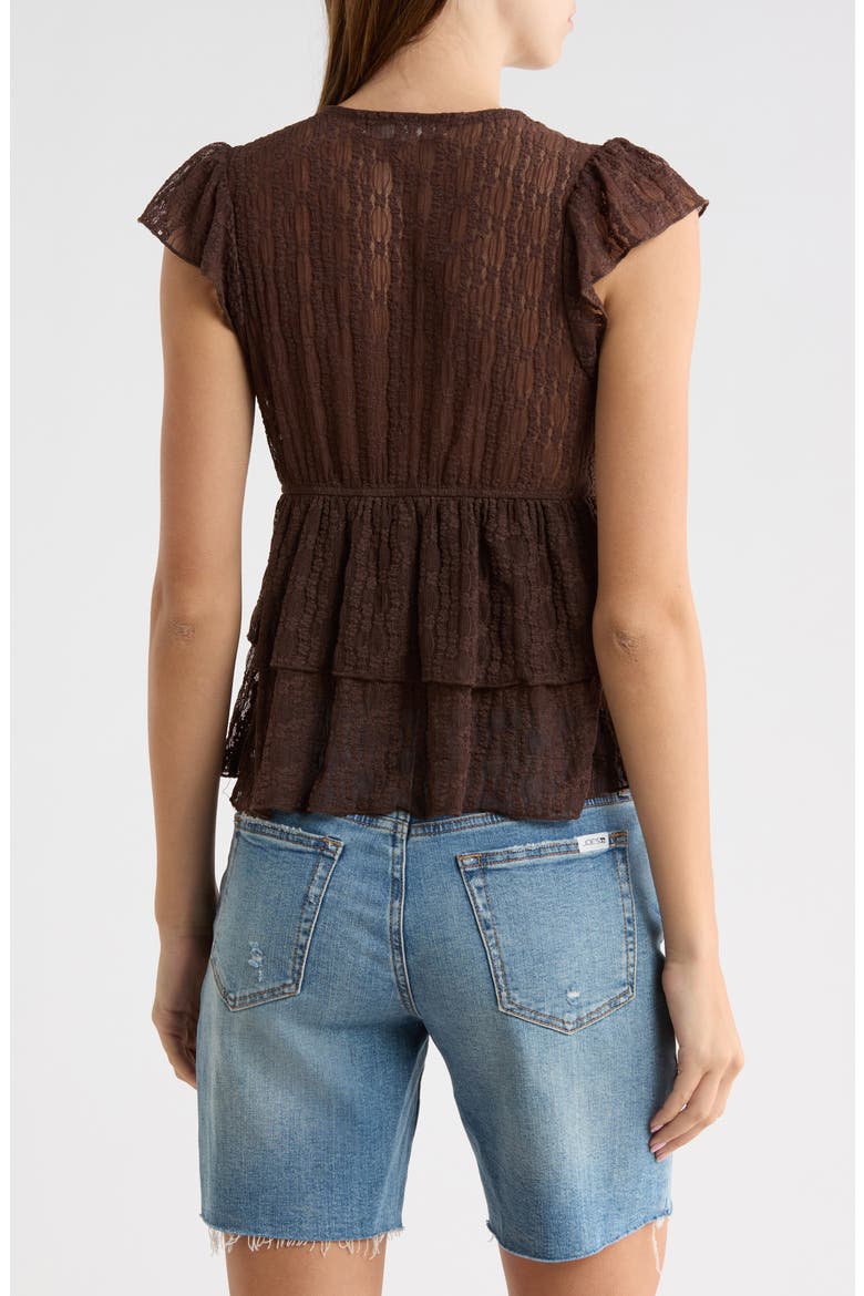 Flutter Sleeve Lace Babydoll Top, Alternate, color, CHESTNUT BROWN