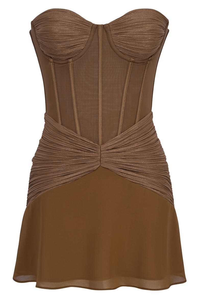 Charlotte Ruched Foil Chiffon Minidress, Alternate, color, BRONZE