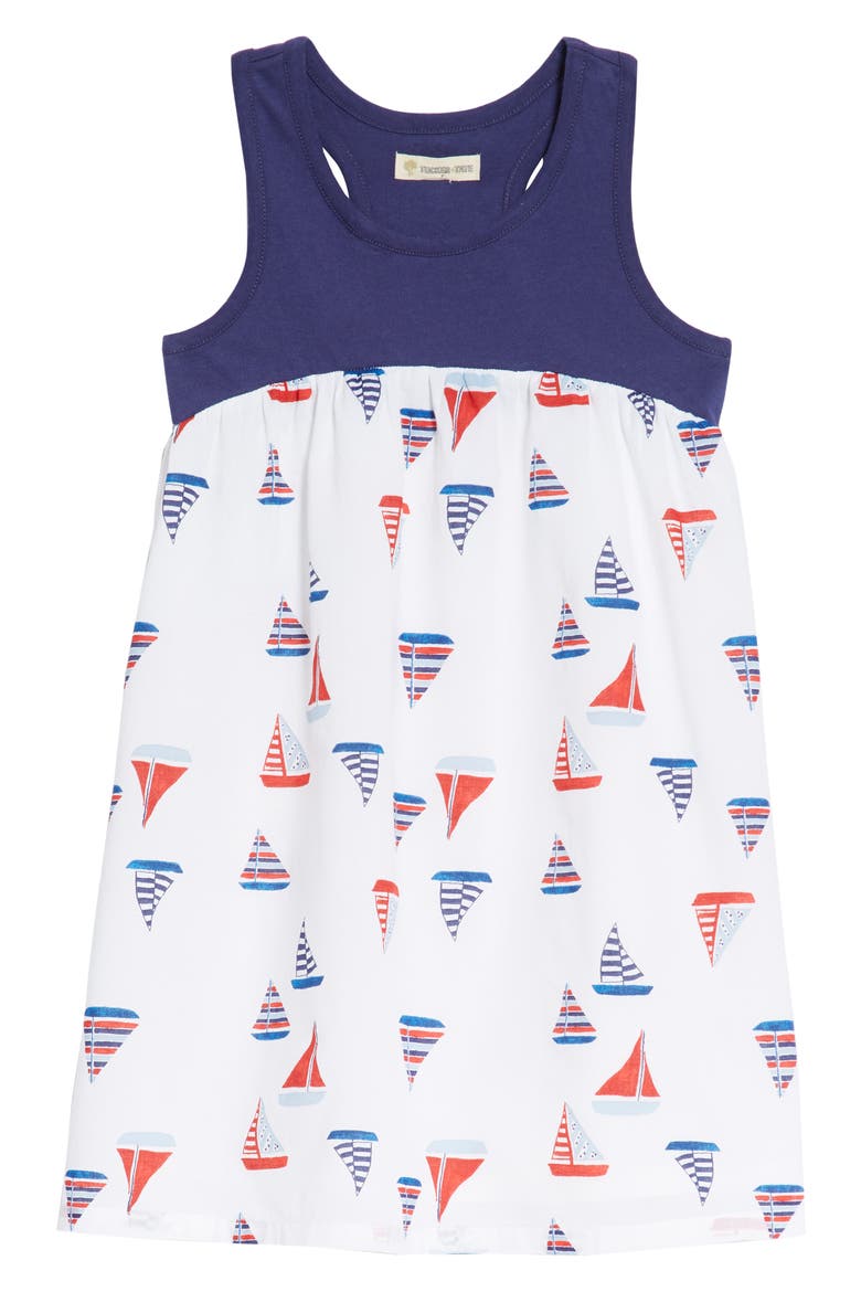 Racerback Tank Dress, Main, color, WHITE MULTI SAILBOATS