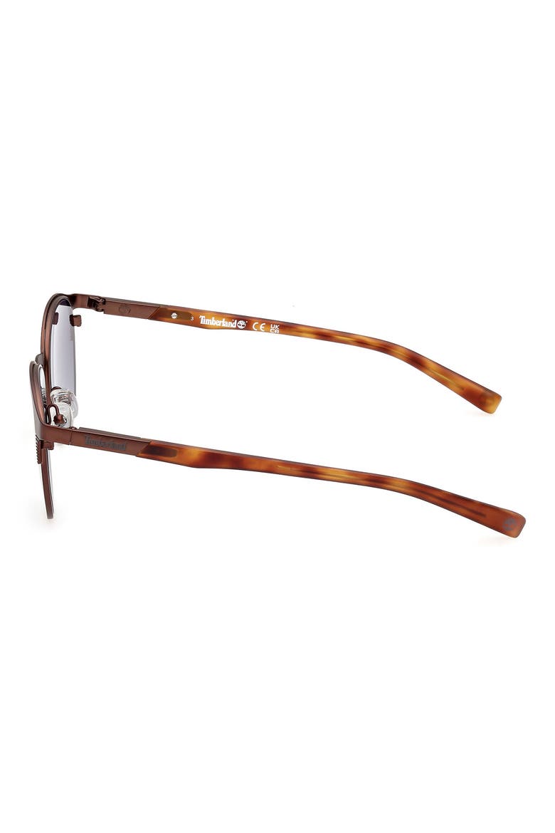 53mm Polarized Round Sunglasses, Alternate, color, MATTE DARK BROWN / SMOKE