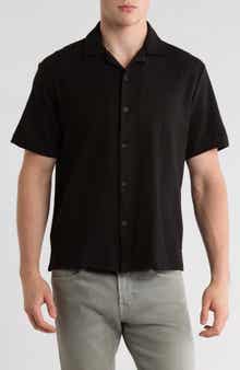 DENIM AND FLOWER Relaxed Fit Textured Camp Shirt