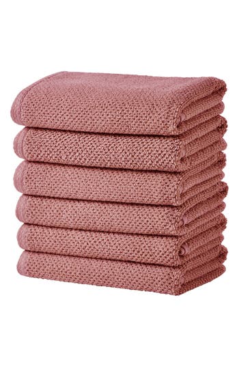 Woven & Weft Popcorn Texture 6-piece Towel Set In Dusty Rose