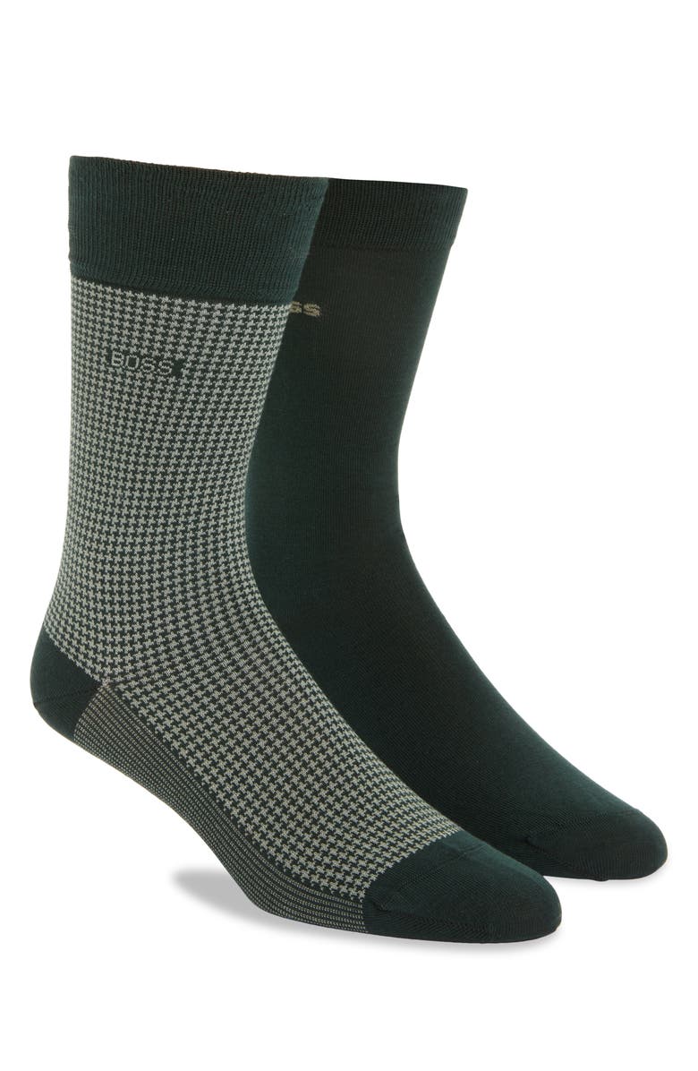 BOSS Assorted 2-Pack Houndstooth Check Dress Socks, Main, color, 