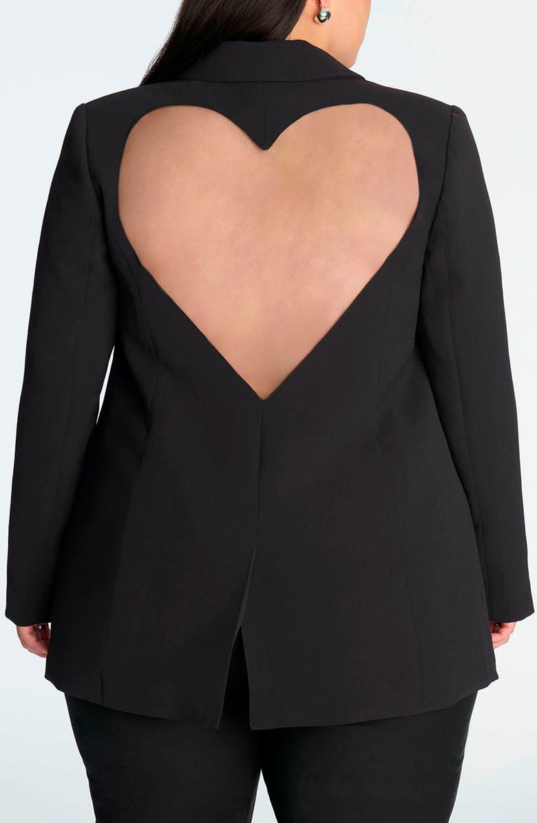 ELOQUII Heart Cutout Single Breasted Crepe Blazer, Alternate, color, 