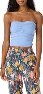 O'Neill Dedra Smocked Ruffle Strapless Crop Top