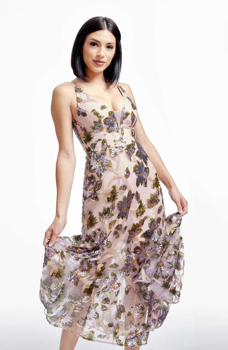 Dress the Population Sierra Sequin Embellished Evening Dress, Alternate, color, Lilac Multi