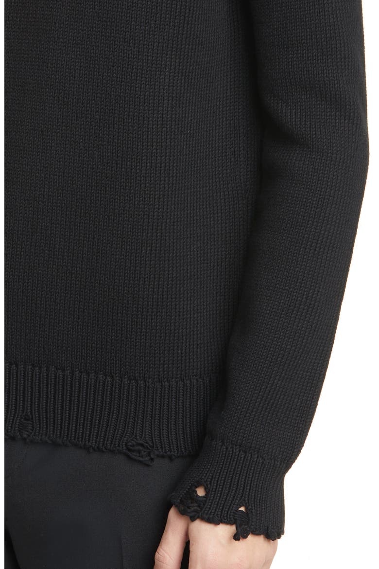 Distressed Crewneck Sweater, Alternate, color, BLACK
