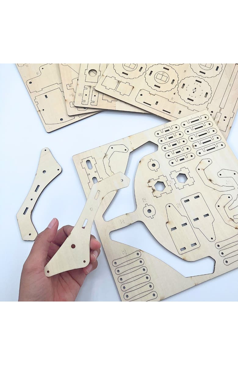 MODBOX DIY Hydraulic Bucket Loader, Building Craft Kit, Toy Vehicle Assembly, Alternate, color, Brown