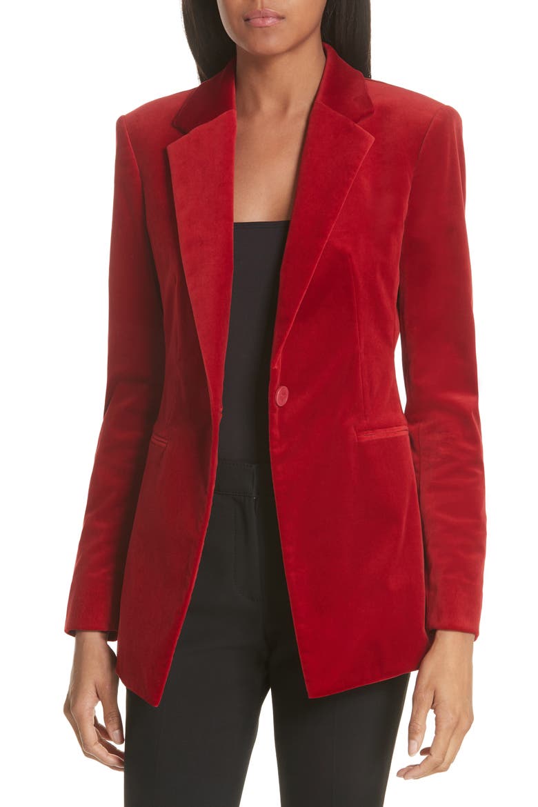 Stretch Cotton Power Jacket, Main, color, BRIGHT RUBY