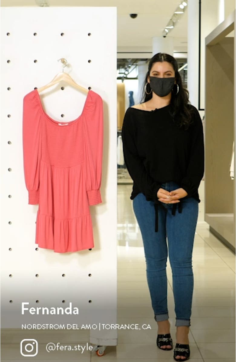 Let's Go Smock Bodice Long Sleeve Minidress, sales video thumbnail