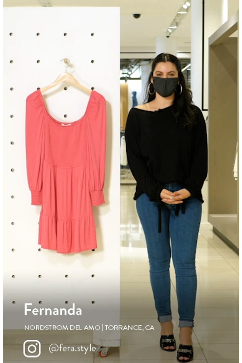Let's Go Smock Bodice Long Sleeve Minidress video
