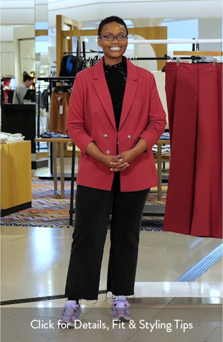 Ruched Sleeve Faux Double Breasted Blazer, sales video thumbnail