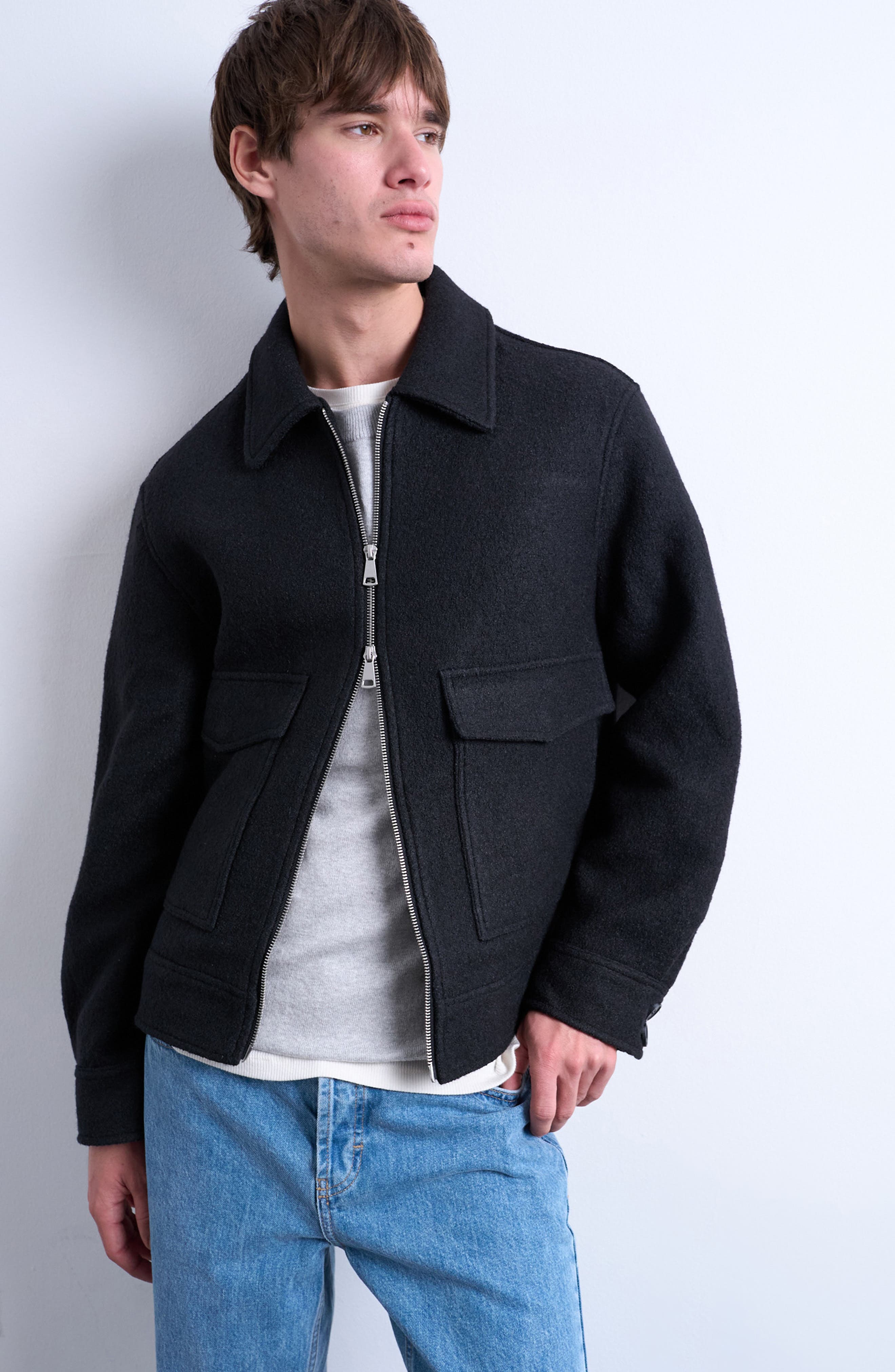 Topman Melton Zip Jacket